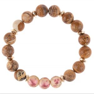 Floral Painted Bead Stacking Bracelet